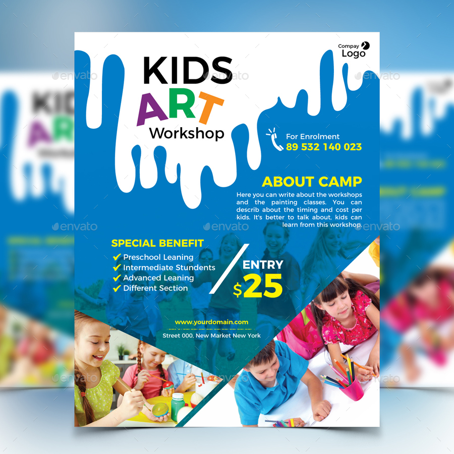 Kids Art Workshop Flyer By Design_Station | Graphicriver