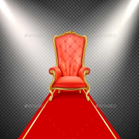 GraphicRiver Vector Realistic Throne Chair with Red Carpet 21145697