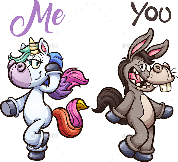 Unicorn and Donkey - Animals Characters