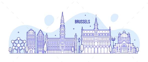 Brussels Skyline Belgium Vector City Buildings - Buildings Objects