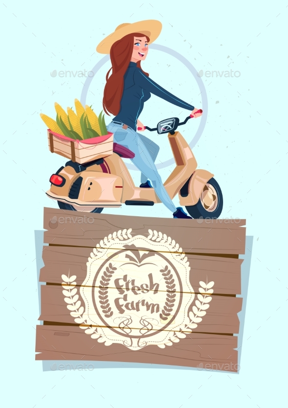 GraphicRiver Fresh Farm Logo Banner With Female Farmer 21146392 GraphicRiver Fresh Farm Logo Banner With Female Farmer 21146392