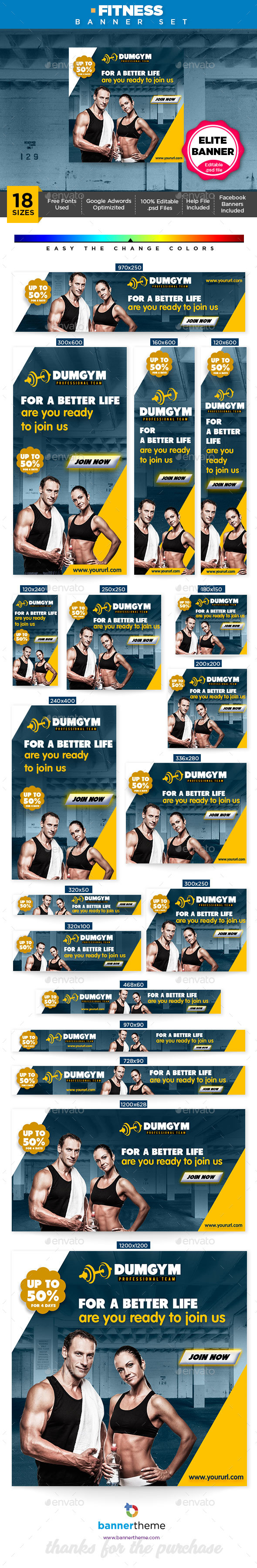 Fitness Banner - Banners & Ads Web Elements