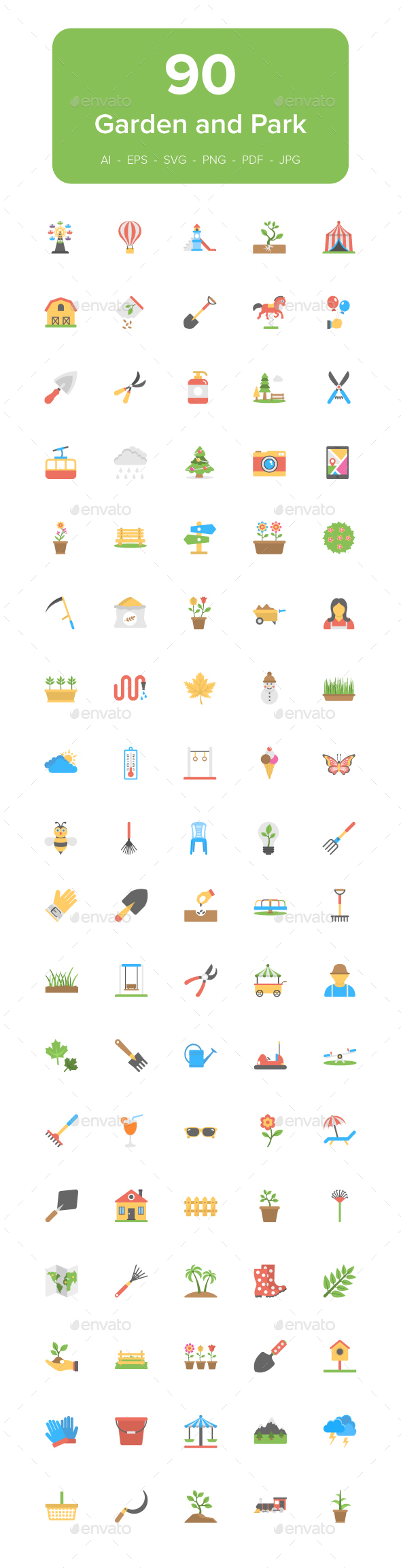 GraphicRiver 90 Garden and Park Flat Icon Set 21146695 GraphicRiver 90 Garden and Park Flat Icon Set 21146695