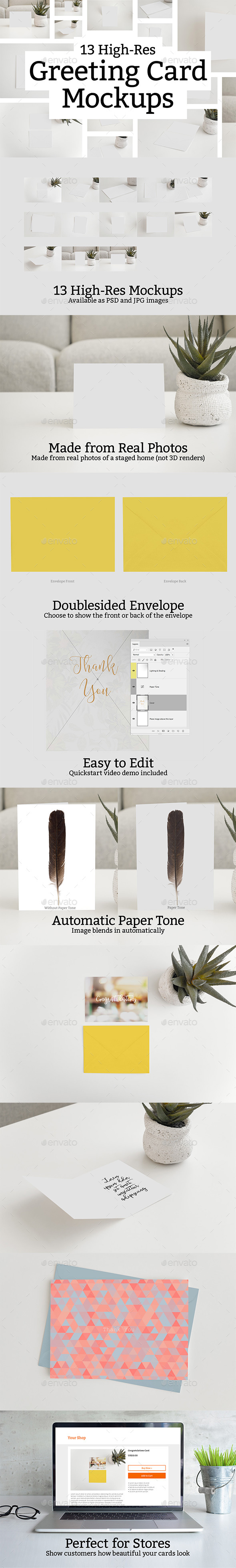 13 Greeting Card Mockups - Print Product Mock-Ups