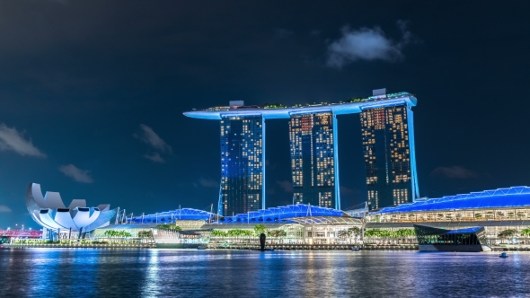Marina Bay Sands Hotel at Night, Singapore. August 2017 alt