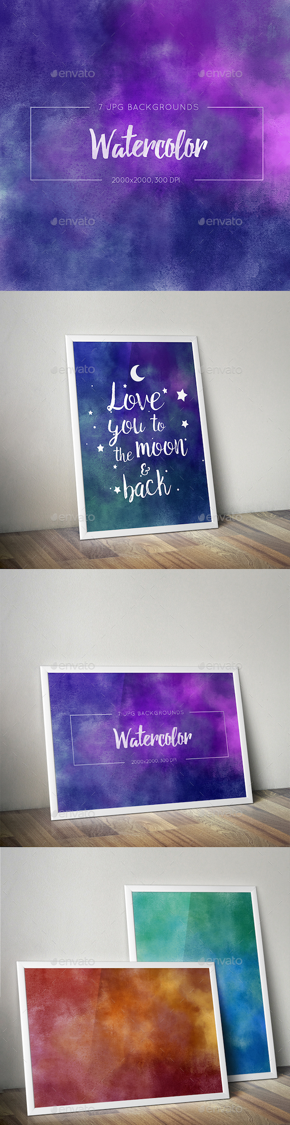 7 Watercolor Backgrounds - Abstract Backgrounds