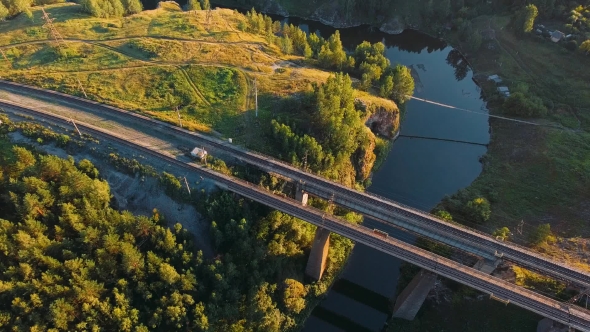 Railway Bridge Across a Mountain River
