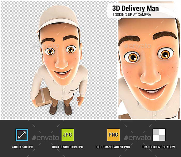 GraphicRiver 3D Delivery Man Standing and Looking Up at Camera 21149206 GraphicRiver 3D Delivery Man Standing and Looking Up at Camera 21149206