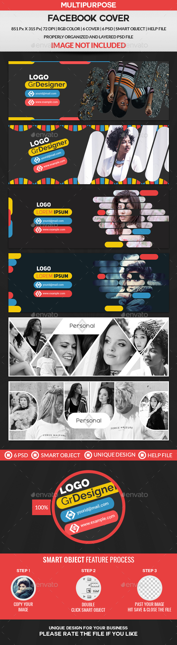 Facebook Cover Bundle - 6 Design - 3 Set - Facebook Timeline Covers Social Media