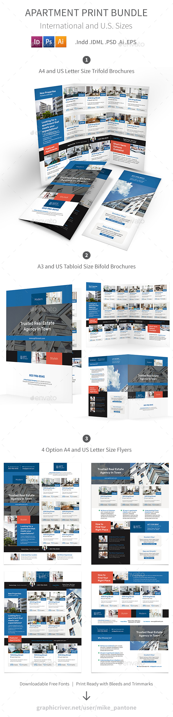 Apartment For Rent Print Bundle 3 - Informational Brochures