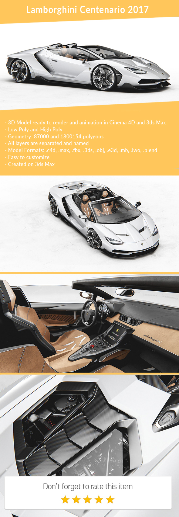 3DOcean Lamborghini Centenario Roadster 2017 21150114 3DOcean Lamborghini Centenario Roadster 2017 21150114