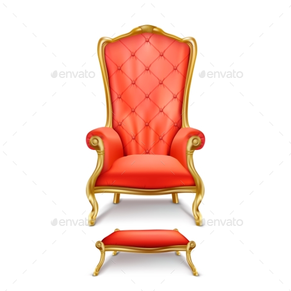 Vector Luxurious Red Throne in Realistic Style - Man-made Objects Objects
