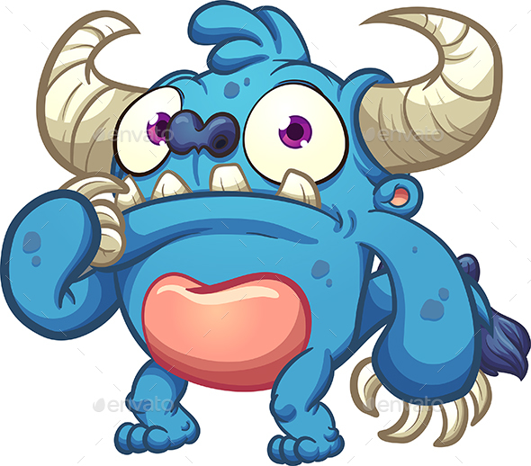 Blue Worried Monster - Monsters Characters