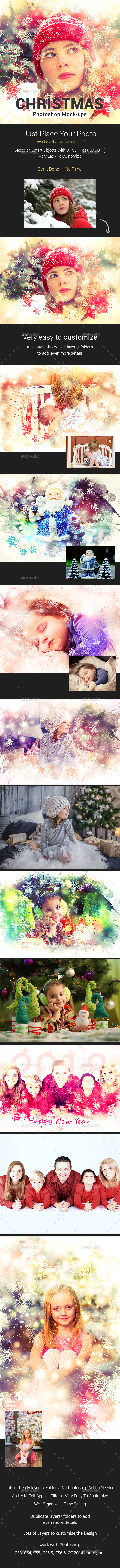 Christmas Photoshop Template Mock-Ups - Photo Templates Graphics