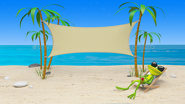 GraphicRiver 3D Illustration of a Frog in a Deckchair on the Beach 21152505 GraphicRiver 3D Illustration of a Frog in a Deckchair on the Beach 21152505