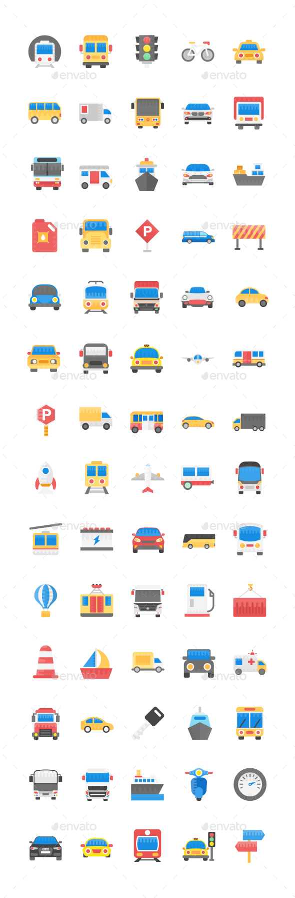 70 Transport Flat Vector Icons - Icons