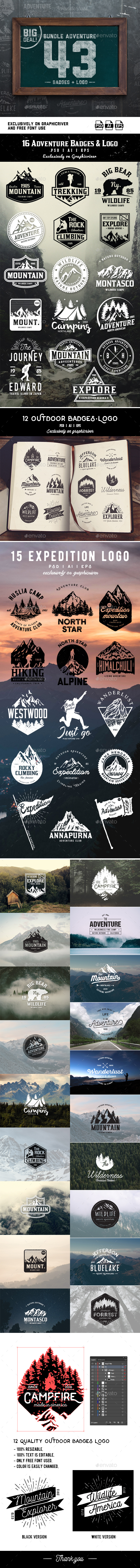 Bundle Adventure 43 Badges & Logo - Badges & Stickers Web Elements