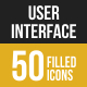 50 User Interface Filled Low Poly Icons