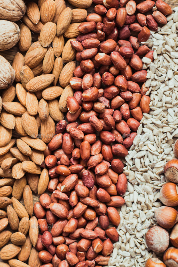 Mix of nuts Almonds, walnuts, peanuts, hazelnuts , sunflower seeds