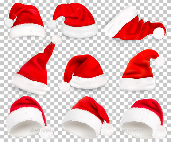 Collection of Red Santa Hats - Christmas Seasons/Holidays