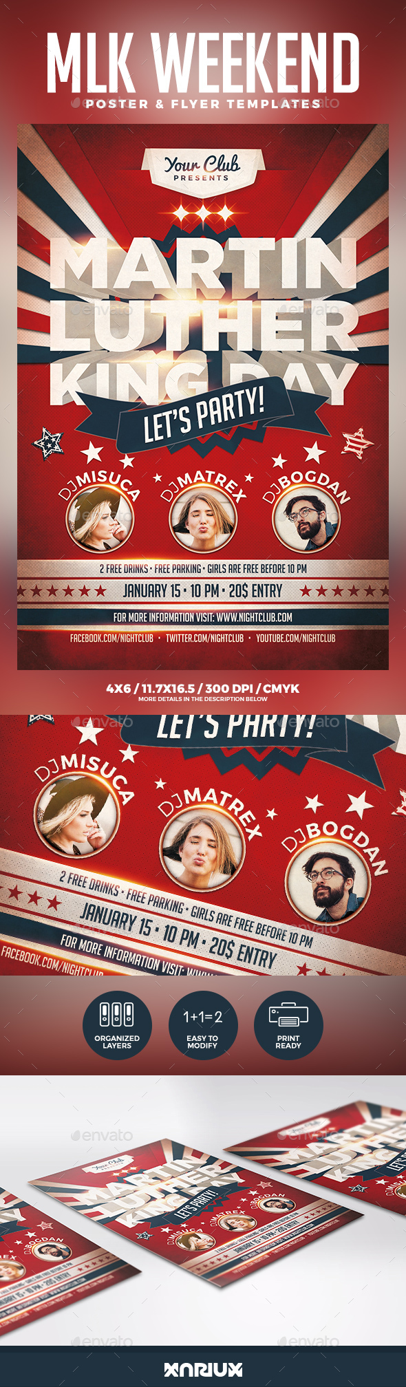 MLK Day Party Flyer & Poster - Holidays Events