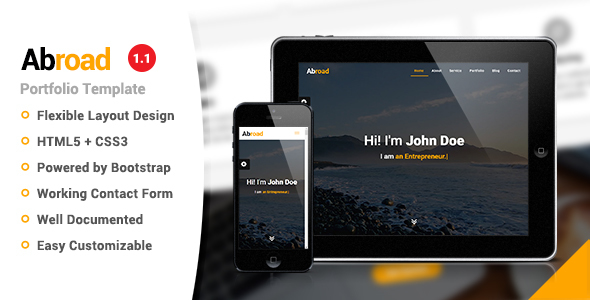 Abroad - Personal Portfolio Template by bootWeb