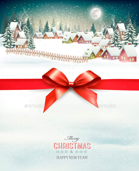 Christmas Holiday Background with Winter Landscape - Christmas Seasons/Holidays