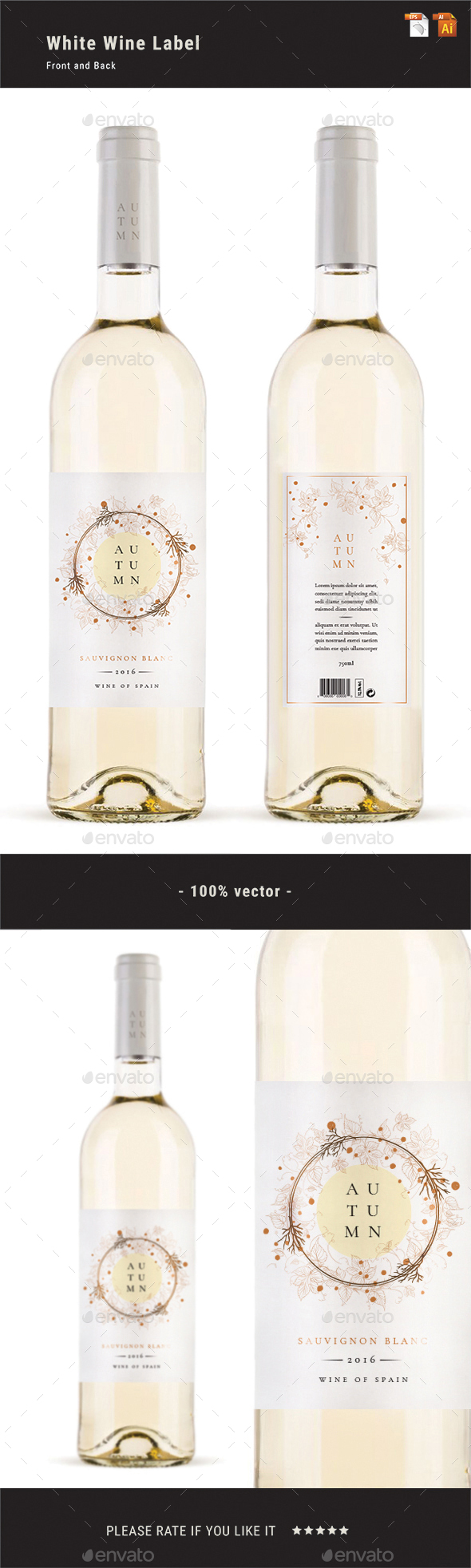 White Wine Label - Packaging Print Templates