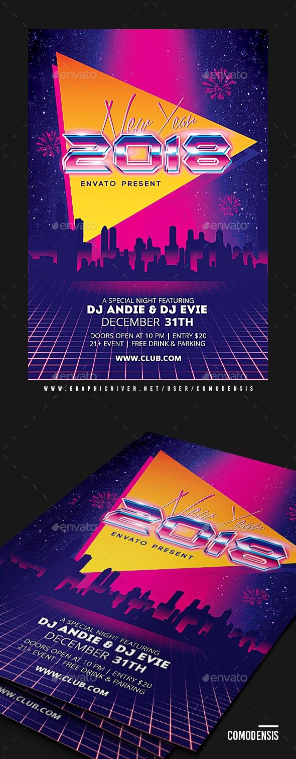 New Year 2018 Party Flyer - Clubs & Parties Events
