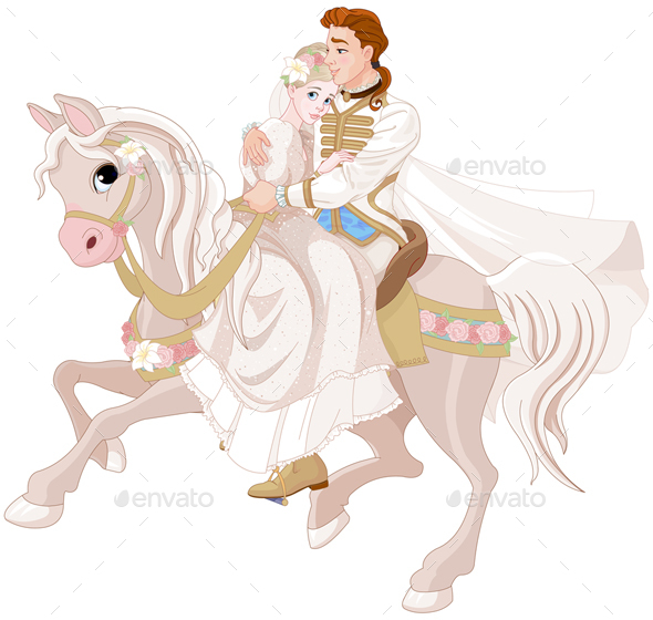 GraphicRiver Cinderella and Prince Riding a Horse after Wedding 21157209