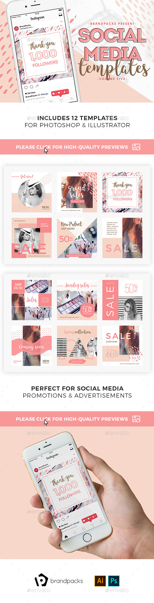 Instagram Templates Pack - Social Media Web Elements