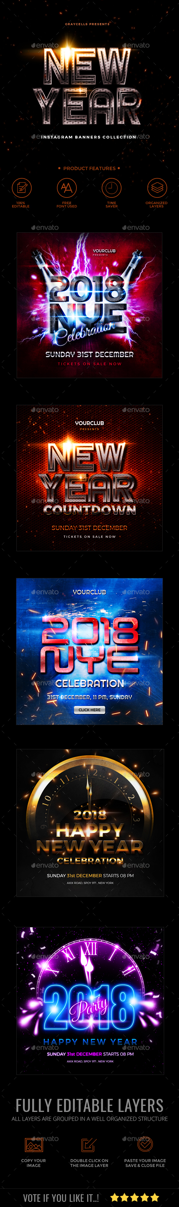 New Year Instagram Banner - Social Media Web Elements
