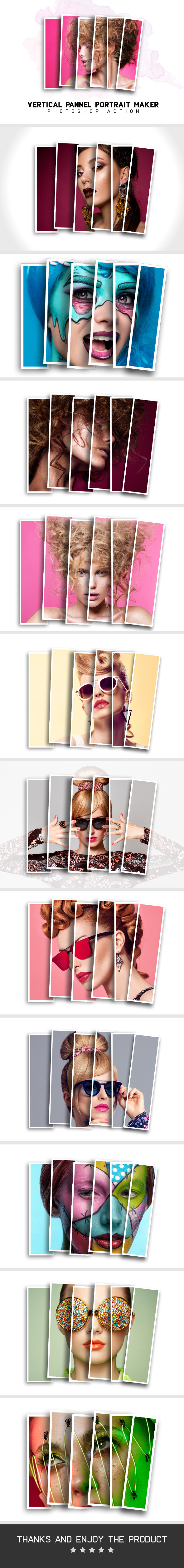 GraphicRiver Vertical Panels Collage Photoshop Action 21158334