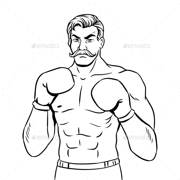 GraphicRiver Vintage Boxer Fighter Coloring Book Vector 21159643 GraphicRiver Vintage Boxer Fighter Coloring Book Vector 21159643
