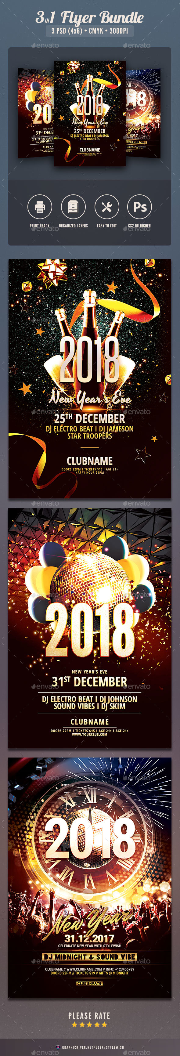 New Year Flyer Bundle Vol.12 - Clubs & Parties Events