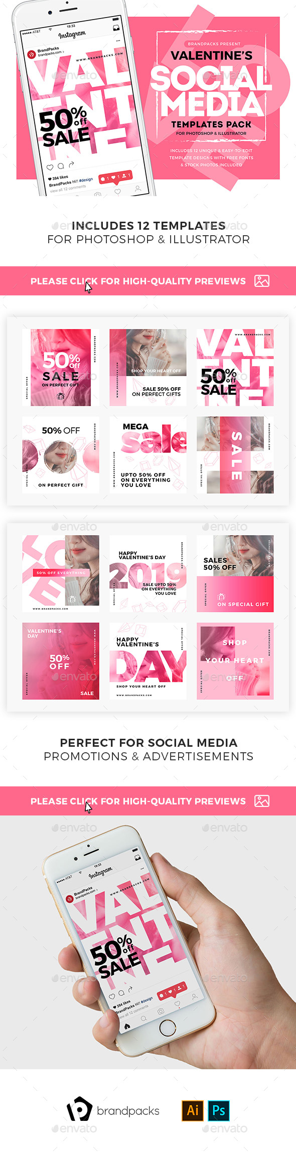 Valentine's Day Social Media Templates - Social Media Web Elements