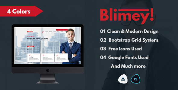 ThemeForest Blimey Single Page Corporate PSD Template 21160111 ThemeForest Blimey Single Page Corporate PSD Template 21160111