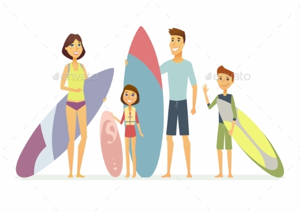 GraphicRiver Family Goes Surfing Cartoon People Characters 21160363 GraphicRiver Family Goes Surfing Cartoon People Characters 21160363