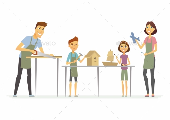 GraphicRiver Family Making Handicrafts Cartoon People 21160365