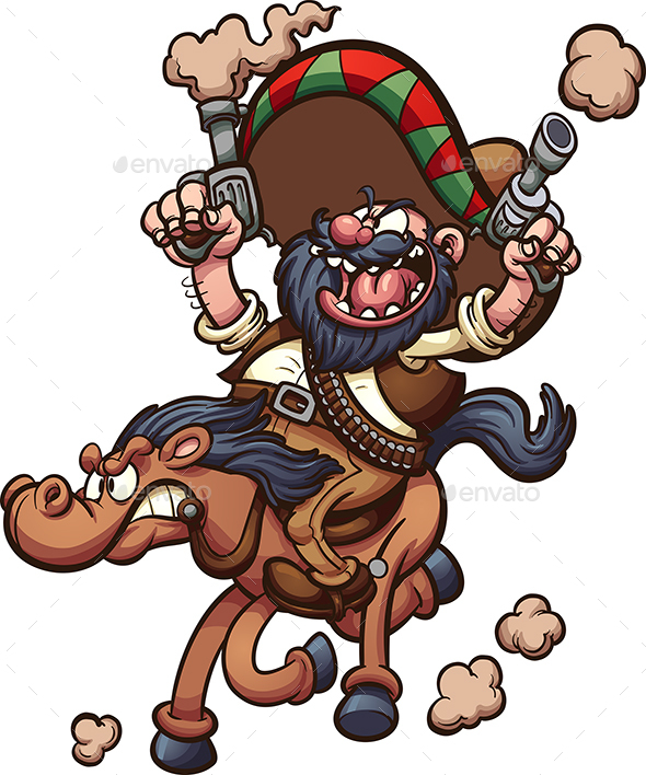 Mexican Cowboy Riding a Horse - People Characters