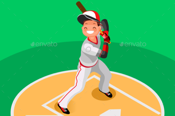 Baseball Vector Boy Mascot Poster - Sports/Activity Conceptual