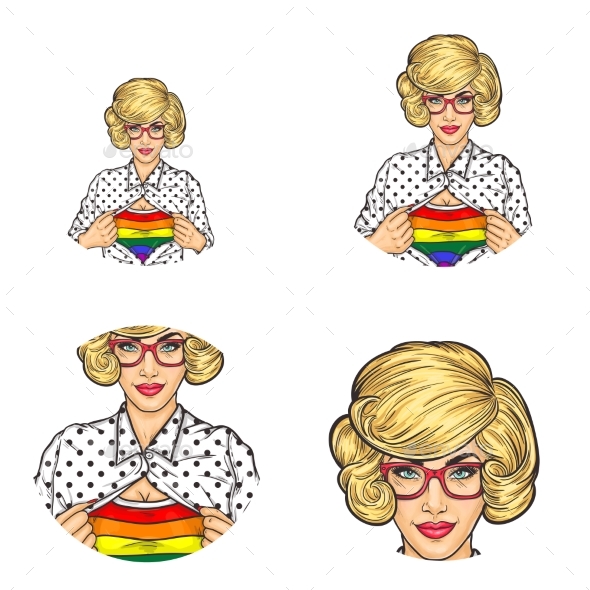 Vector Girl LGBT Colored T-Shirt Avatar - Miscellaneous Vectors