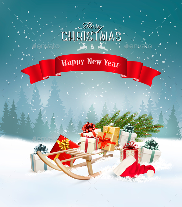 Christmas Holiday Background and Presents - Christmas Seasons/Holidays