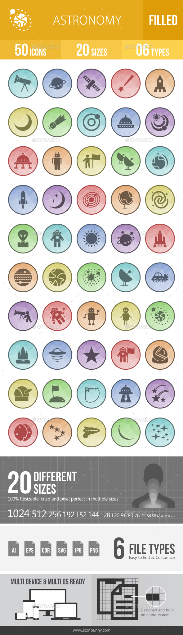 GraphicRiver 50 Astronomy Filled Low Poly Icons 21162216