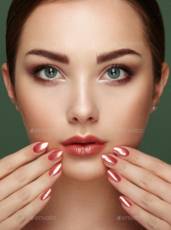 Beauty brunette woman with perfect makeup - Stock Photo - Images