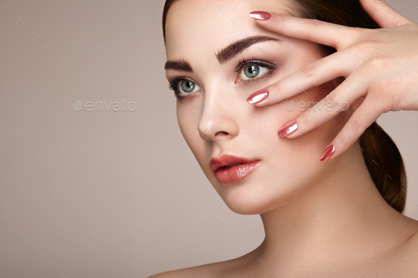 Beauty brunette woman with perfect makeup - Stock Photo - Images