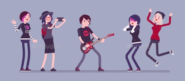 Famous Rockstar and Fans Crazy About Him - People Characters