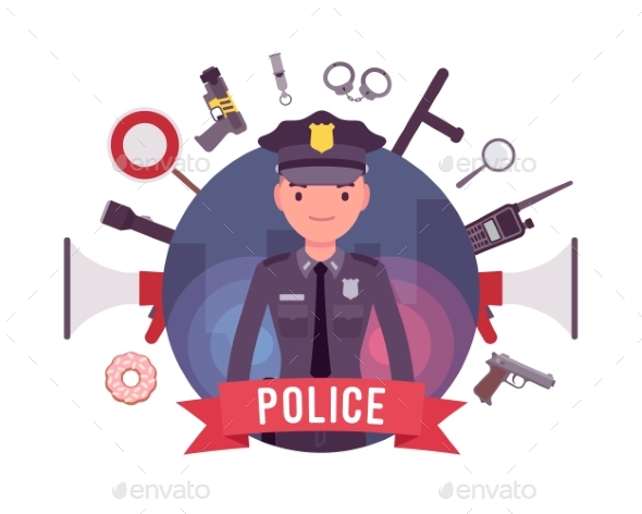 Policeman and Weapons Poster - People Characters