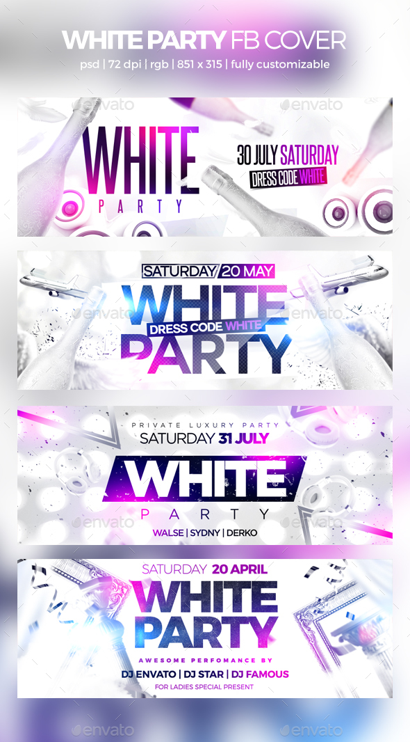 White Party Facebook Cover - Social Media Web Elements