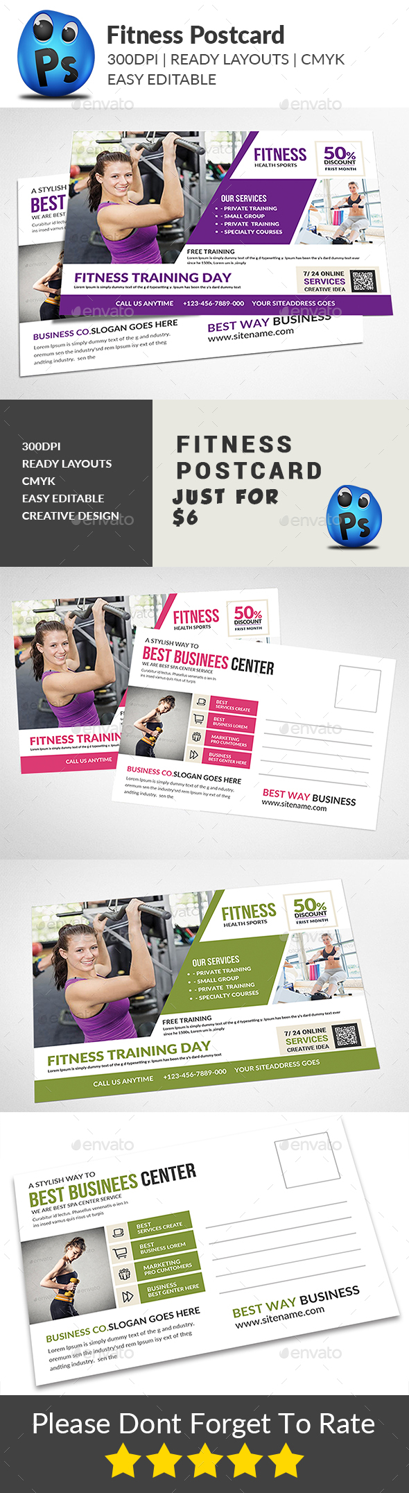 Fitness Postcard - Cards & Invites Print Templates